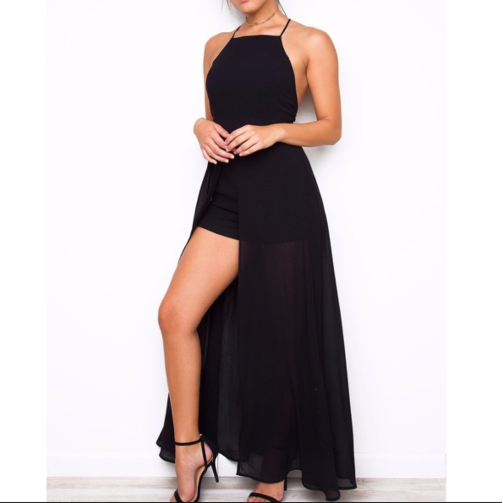 Black Raxi / Caped Romper / Romper Dress